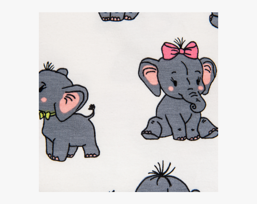 Cotton Jersey Printed Little Baby Elephants Multicolored - Cartoon, HD Png Download