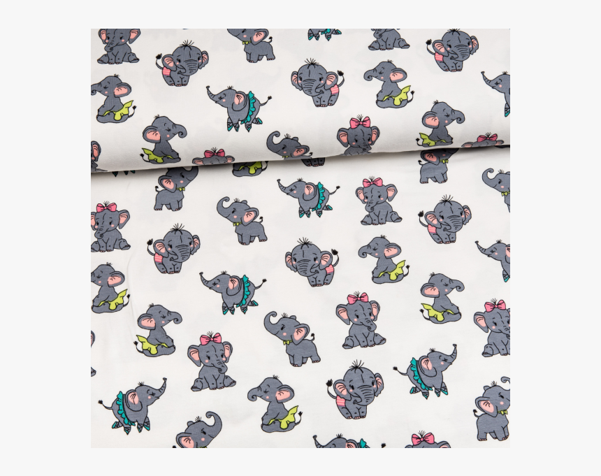 Cotton Jersey Printed Little Baby Elephants Multicolored - Pug, HD Png Download