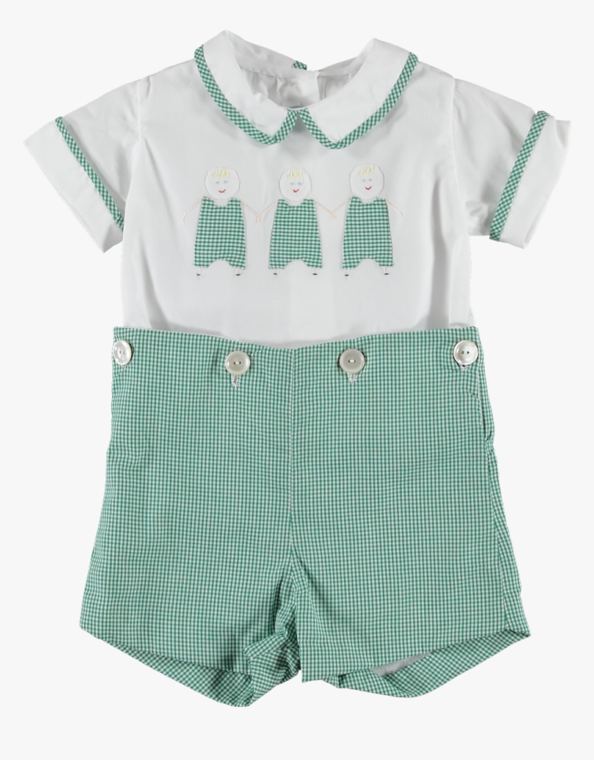 Boys Heirloom Clothing Green Gingham Button On Cookie, HD Png Download