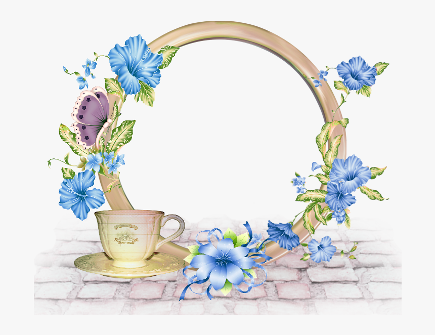Clipart Borders Blue Flower - Bom Dia Com Muitas Bencaos De Deus, HD Png Download