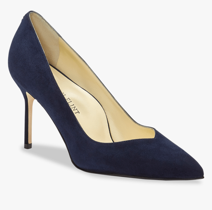 85mm Italian Made Pointed Toe Pump In Navy Suede - Low Heel Sling Back Shoes, HD Png Download