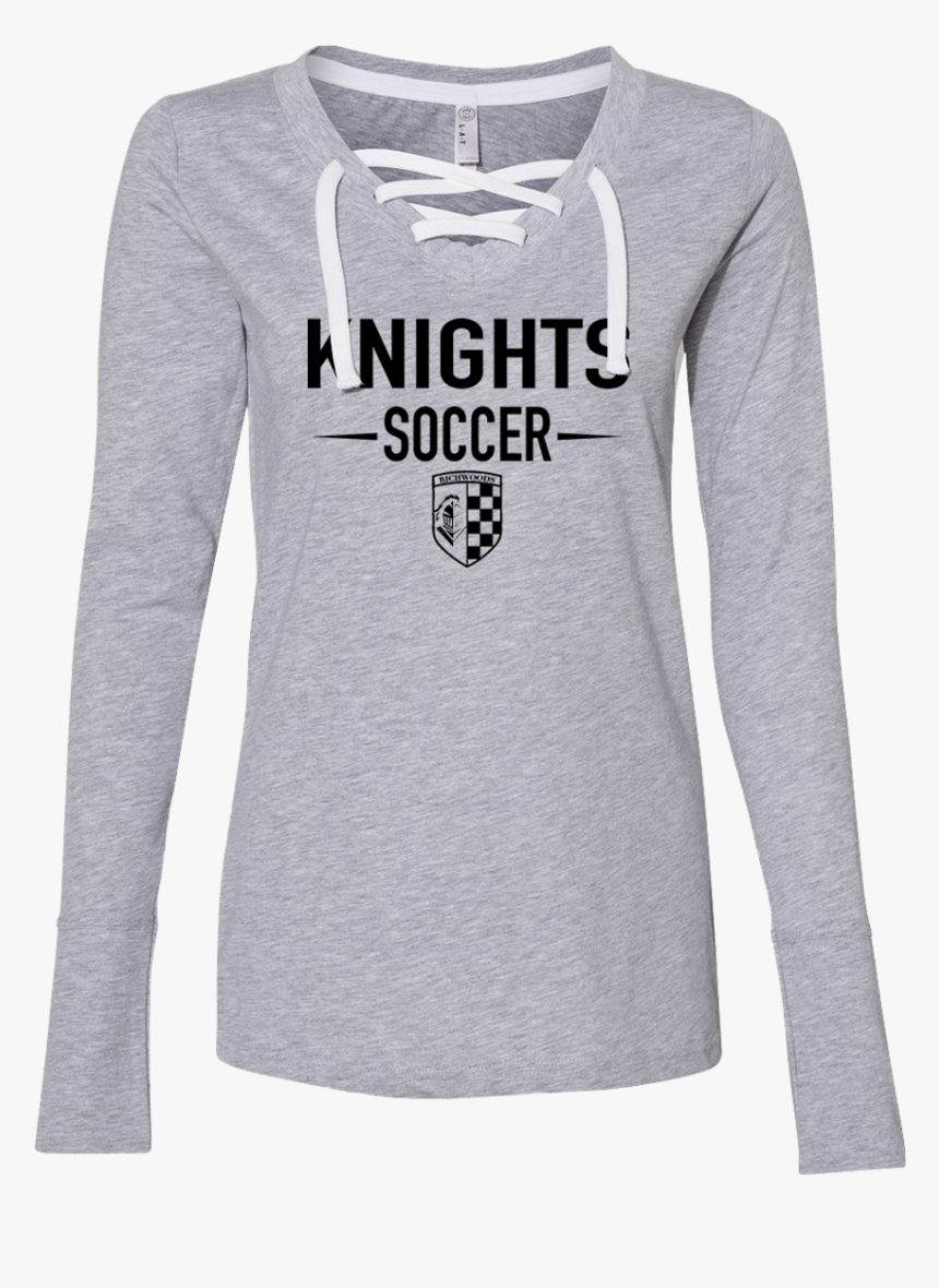 Women S Lace Up Shirt - Lat Ladies Lace Up Long Sleeve Fine Jersey Tee, HD Png Download