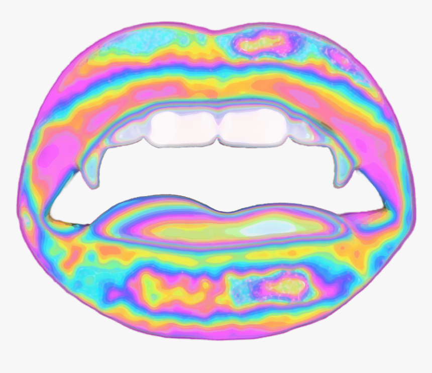 #lips #vampire #halloween #teeth #face #holographic - Transparent Lips Gifs Holographic, HD Png Download