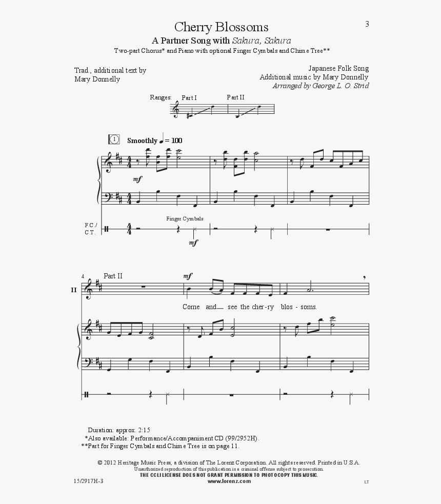 Product Thumbnail - Sakura Cherry Blossom Sheet Music, HD Png Download