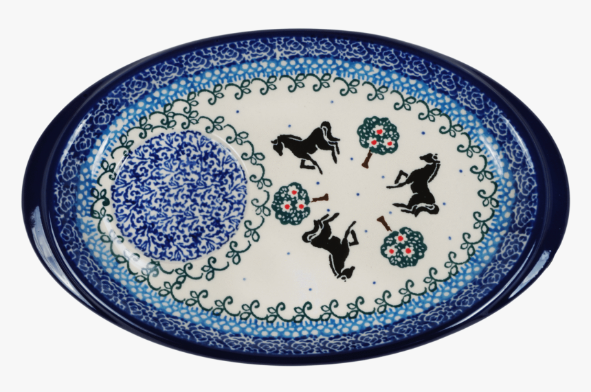 Oval Snack Plate/saucer 
 Class Lazyload Lazyload Mirage - Blue And White Porcelain, HD Png Download