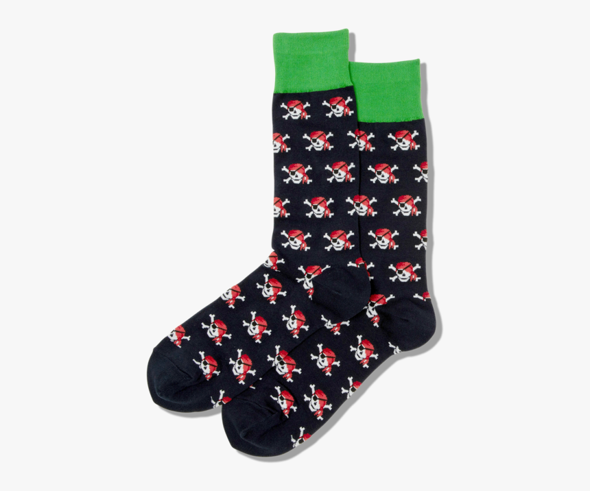 Men S Pirate Skull Crew Socks 
 Class Slick Lazy Image - Sock, HD Png Download