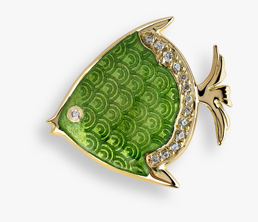 Nicole Barr Designs 18 Karat Gold Fish Lapel Pin-green - Coin Purse, HD Png Download