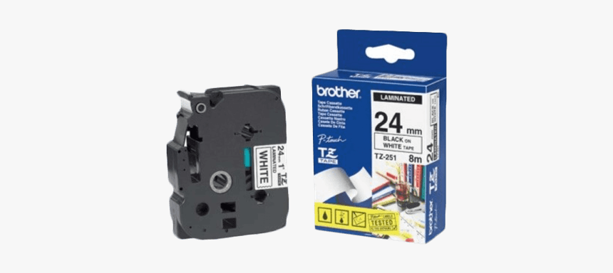 Brother P Touch Tapes, 24 Mm, Black On White Tape - Brother P-touch Tape, HD Png Download