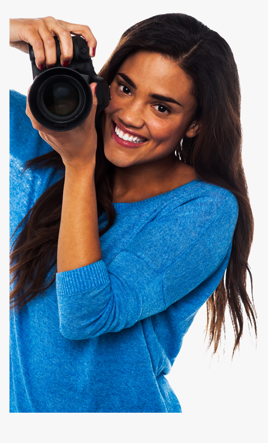 Photographer Free Commercial Use Png Image - Camera With Girl Pic Png, Transparent Png