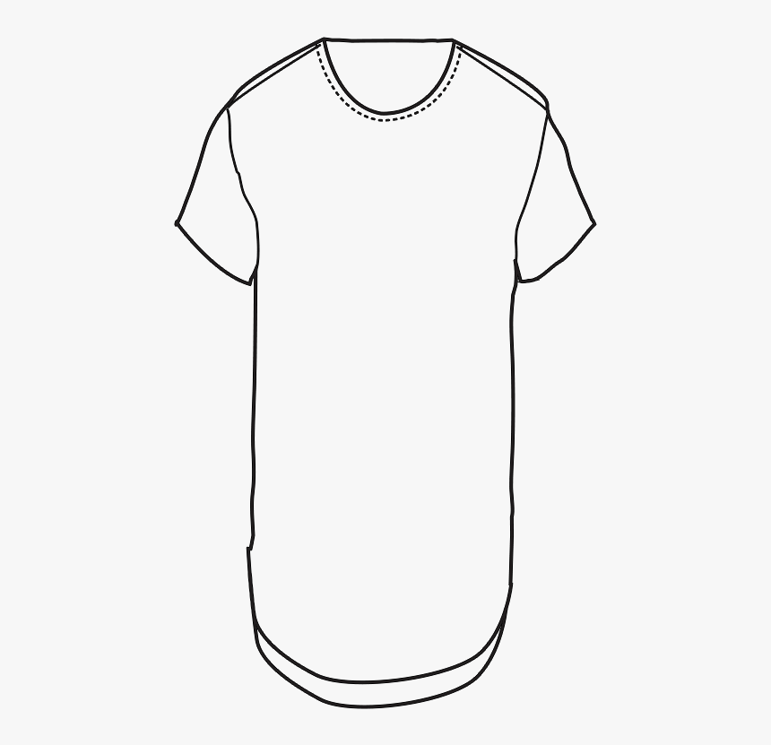 Curved Hem T Shirt Drawing, HD Png Download