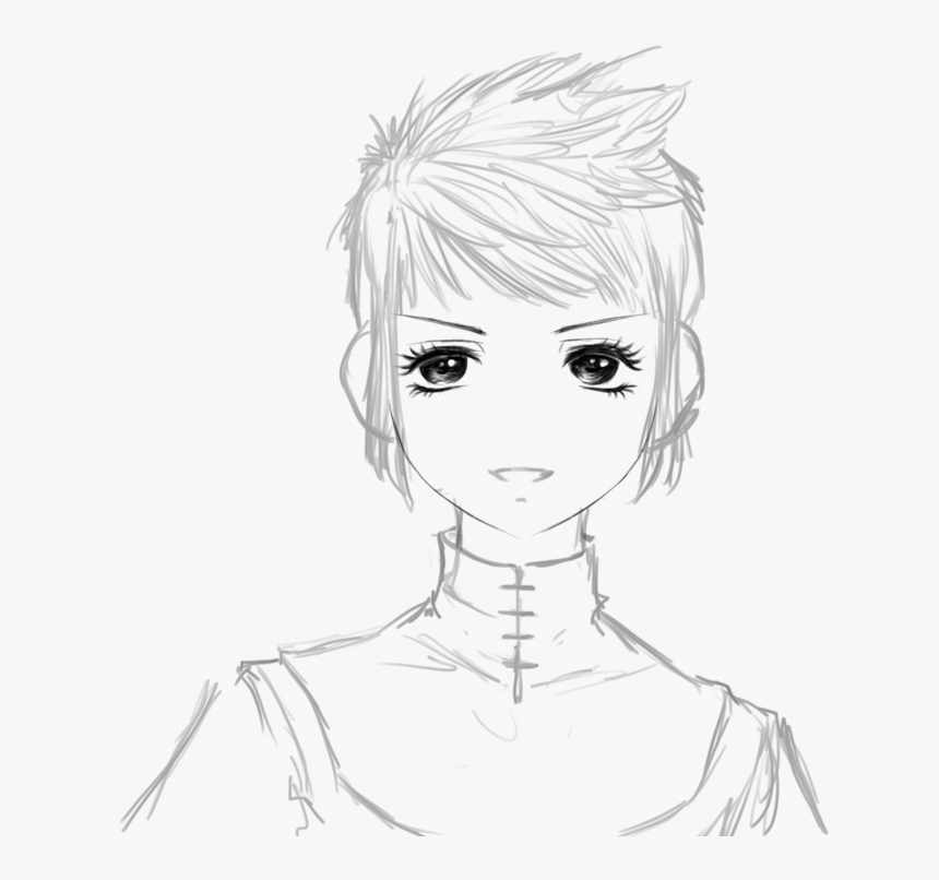 Manga Girl Face Sketch By Scribblingangel - Sketch, HD Png Download