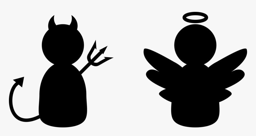 Plant,flower,silhouette - Angel And Devil Clipart, HD Png Download