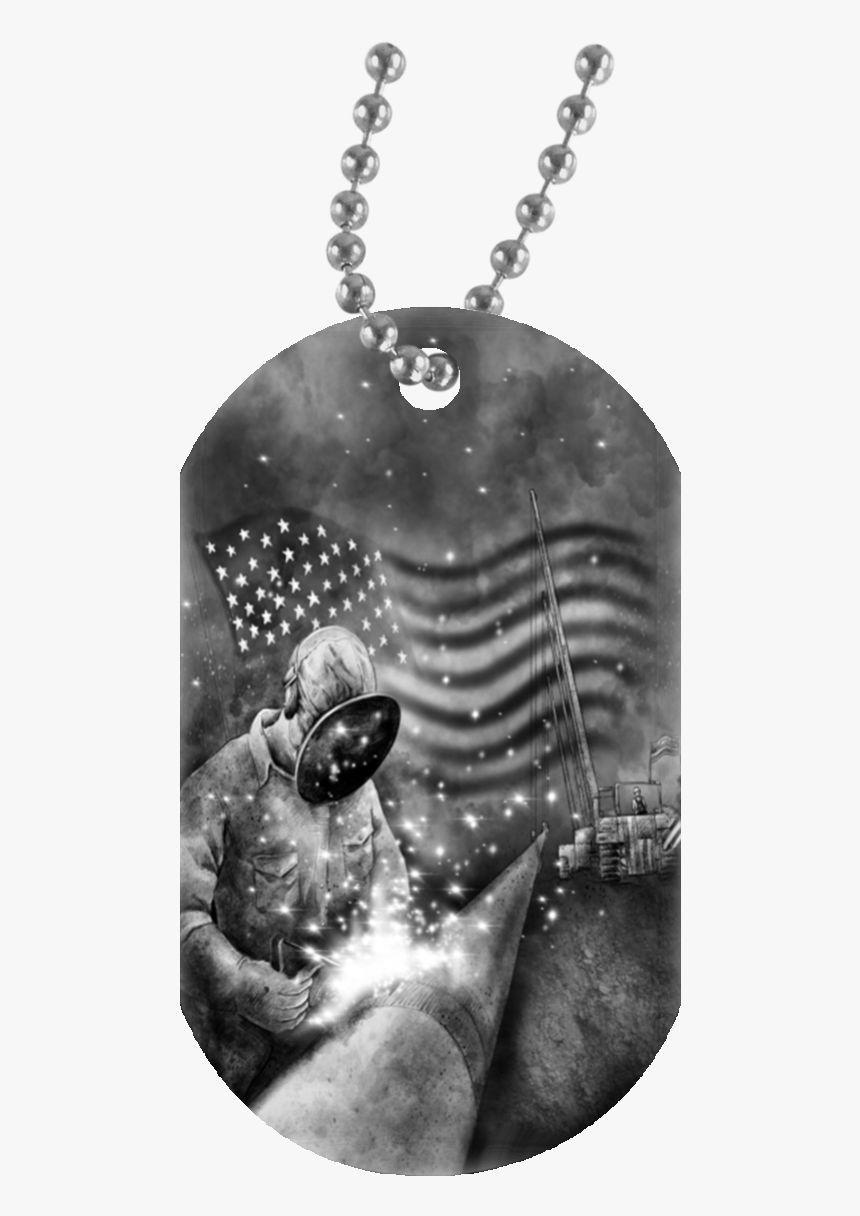 Custom Welder White Dog Tag Necklace - Monochrome, HD Png Download