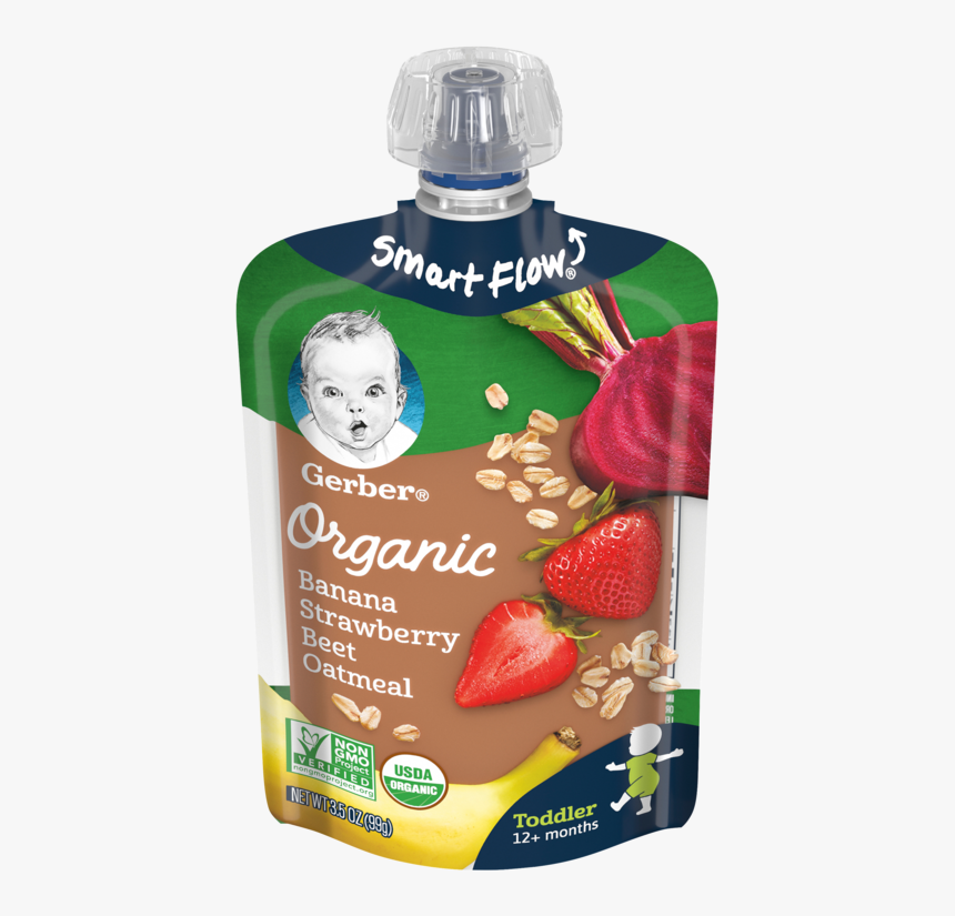 Banana Strawberry Beet Oatmeal - Gerber Pouches, HD Png Download