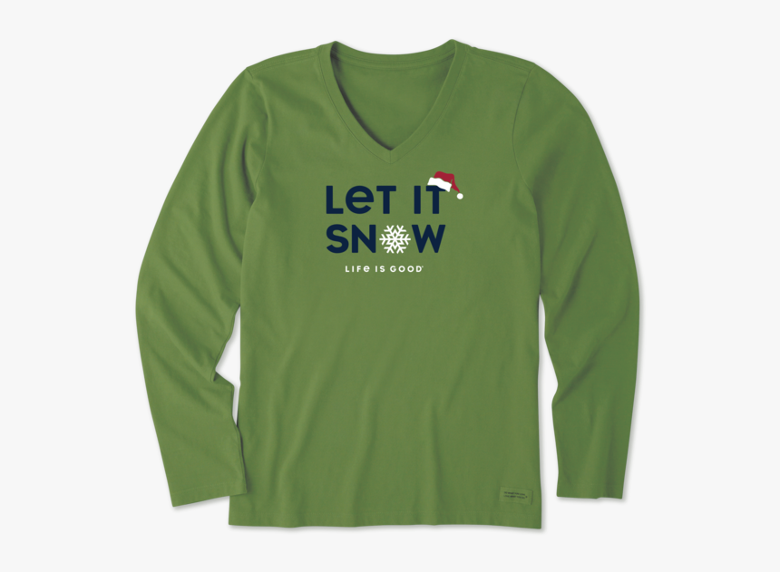 Women S Let It Snowflake Long Sleeve Crusher Vee - Long-sleeved T-shirt, HD Png Download