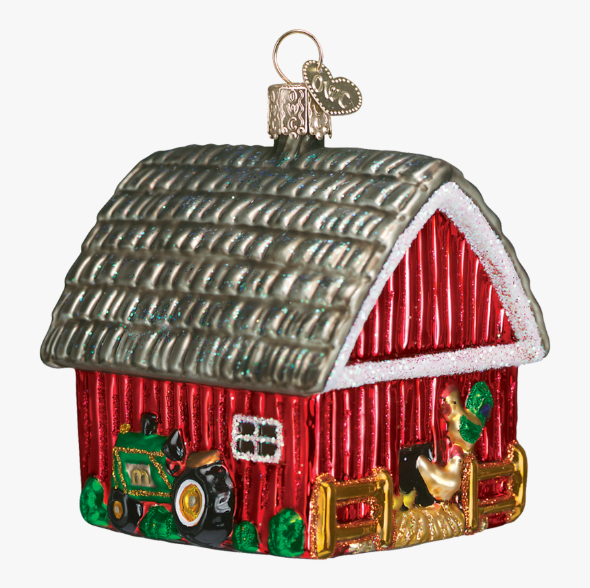 Barn Ornament - Red Christmas Barn Ornament, HD Png Download