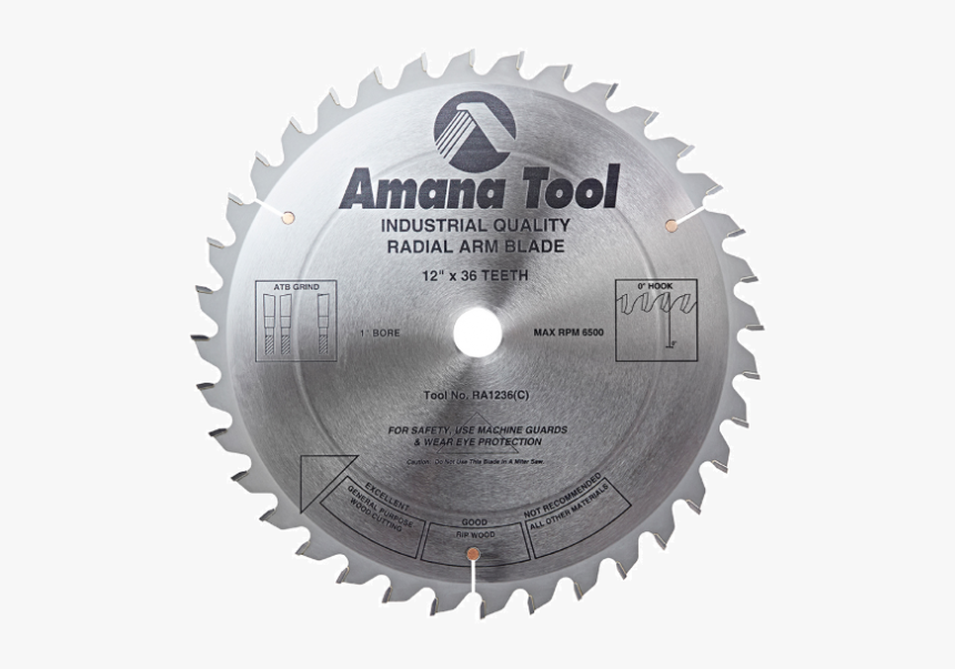 Ra1236, Amana Carbide Tipped Radial Arm 12 Inch Dia - 9 Circular Saw Blade, HD Png Download