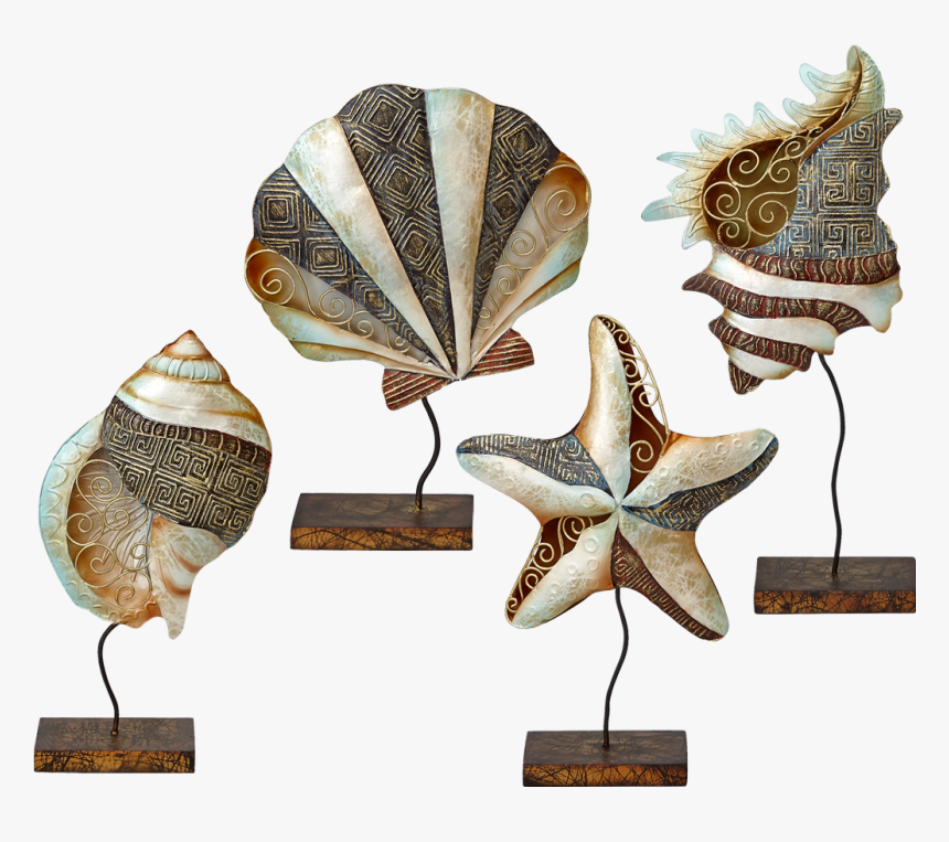 Capiz Shells & Starfish On Stand-4 Pieces - Seashell, HD Png Download