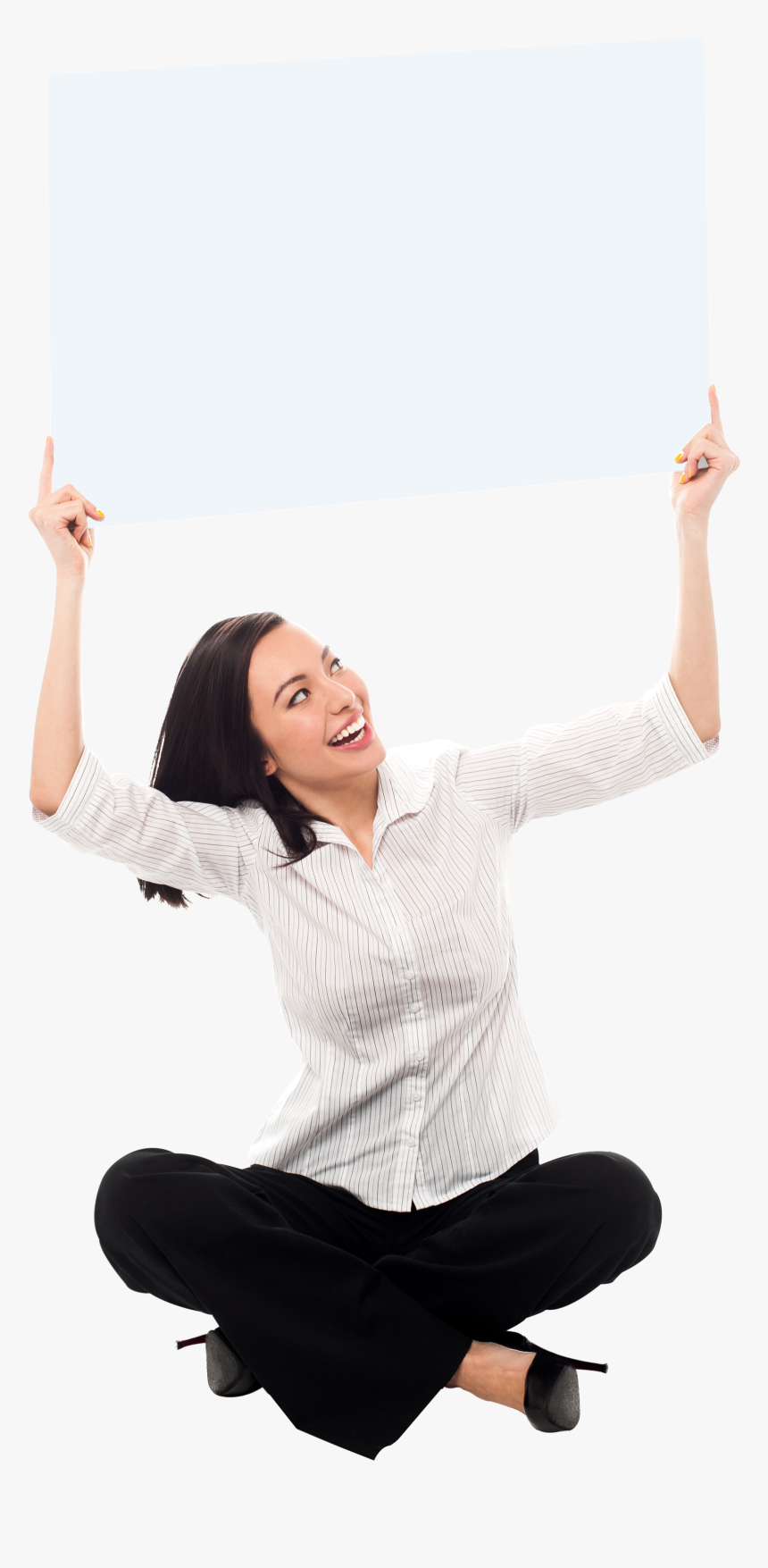 Girl Holding Banner Png, Transparent Png