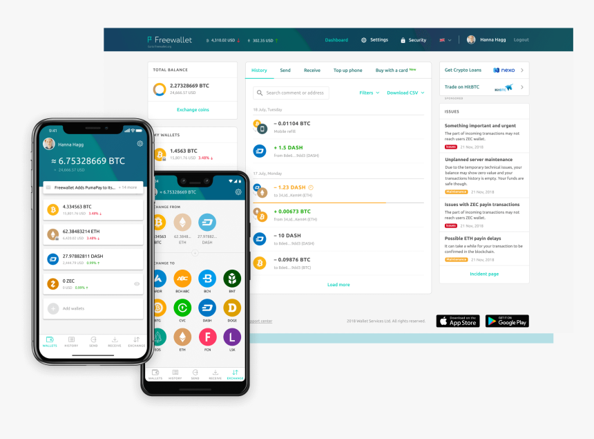New Multi-currency Wallet - Freewallet, HD Png Download