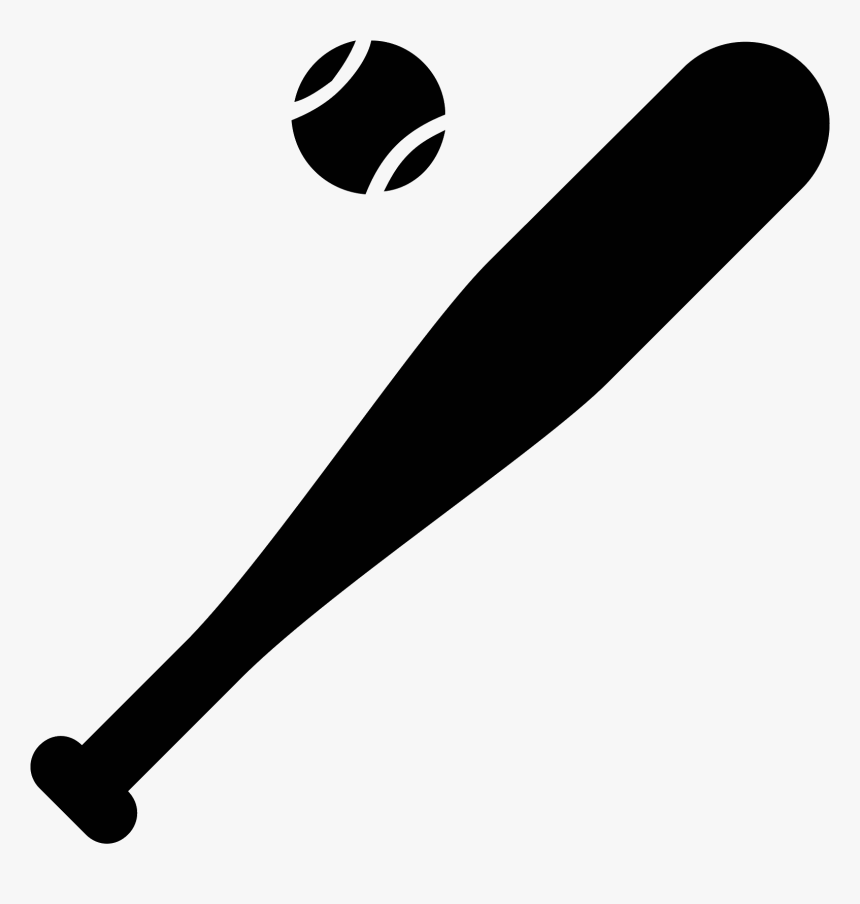 Black Clipart Baseball Bat - Baseball Bat Clipart Black And White, HD Png Download