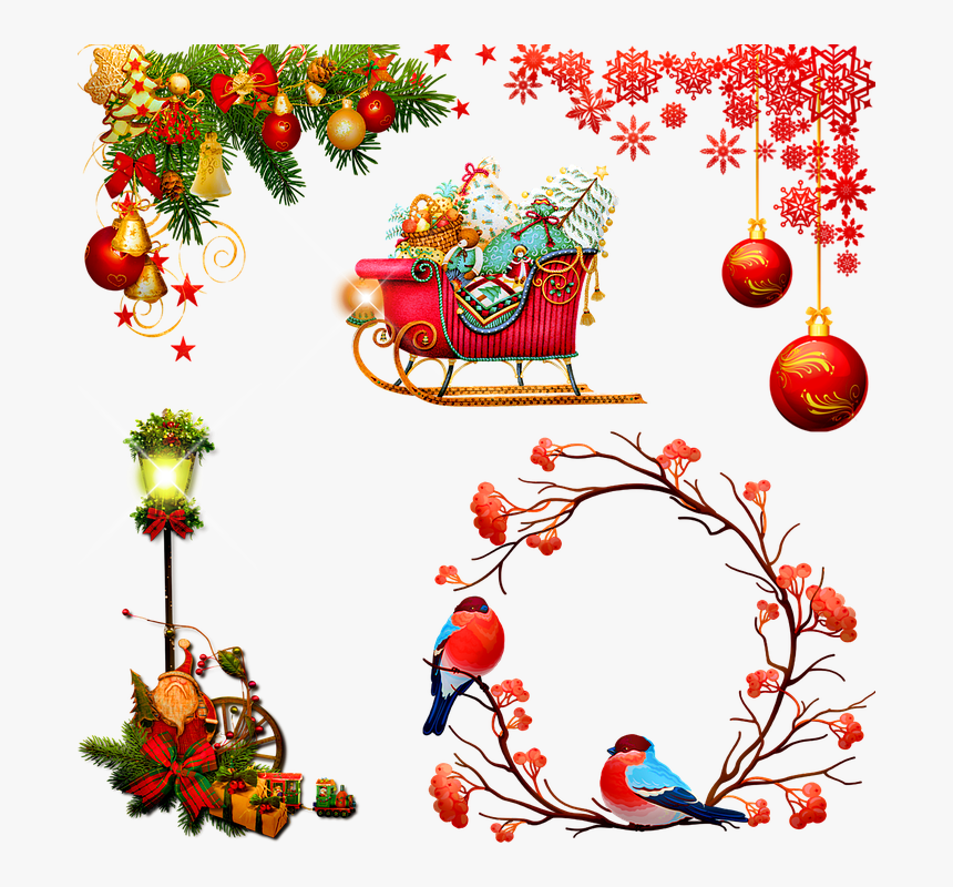 Christmas Ornaments, Wreath, Lights, Ornament - Снегири На Рябине Рисунок, HD Png Download
