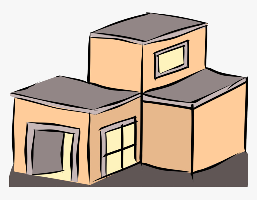Roof Window Flat House Clip Art Cliparts Transparent - Flat Roof House Clipart, HD Png Download