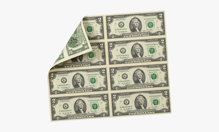 Uncut Currency - 2 Dollar Bill With 8, HD Png Download
