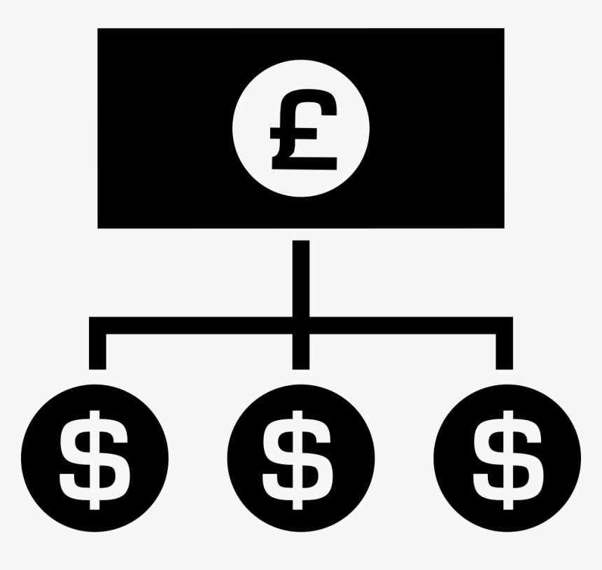 Pounds Money Bill With Down Lines To Dollars Coins - Design Strategy Icon, HD Png Download