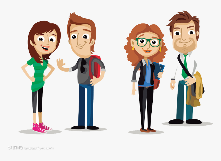 And Business Men Character Illustration Walk Cartoon - Dialogos En Ingles Con Personas, HD Png Download