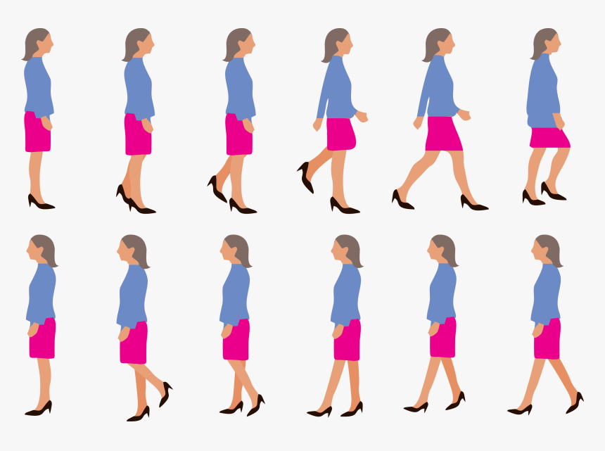 Walk Cycle Walking Woman - Woman Walking Cycle Png, Transparent Png
