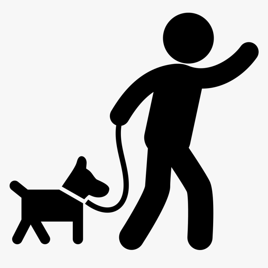 Man Carrying A Dog With A Belt To Walk - Dog Walk Icon, HD Png Download