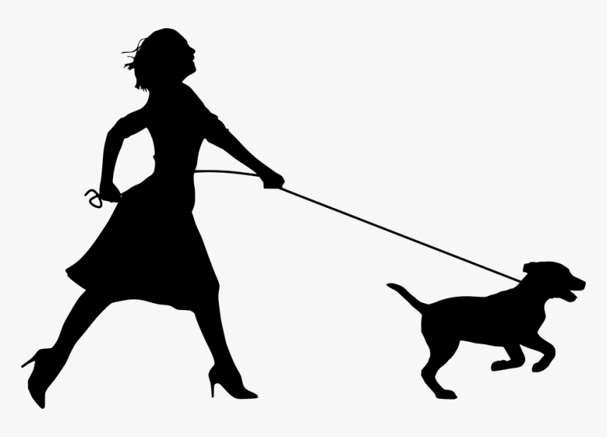 Walk, Dog, Silhouette, Running, Pet, Girl, HD Png Download