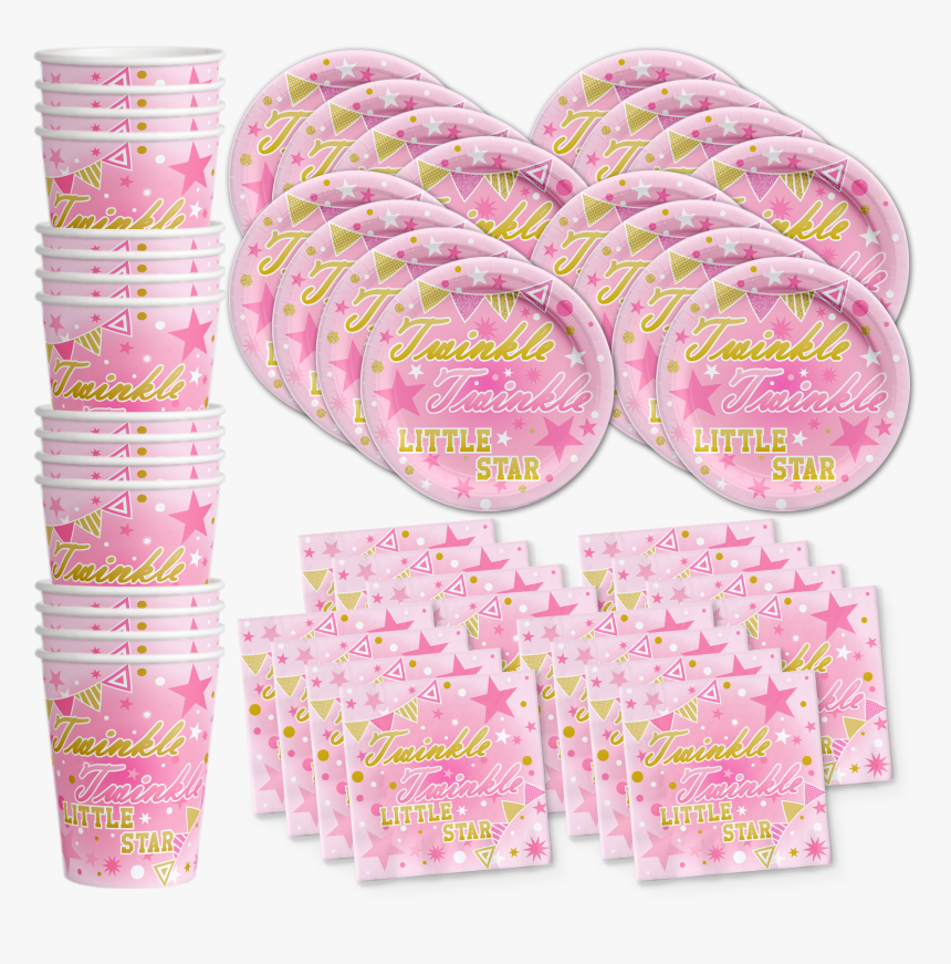 Pink Girl Twinkle Little Star Birthday Party Tableware, HD Png Download