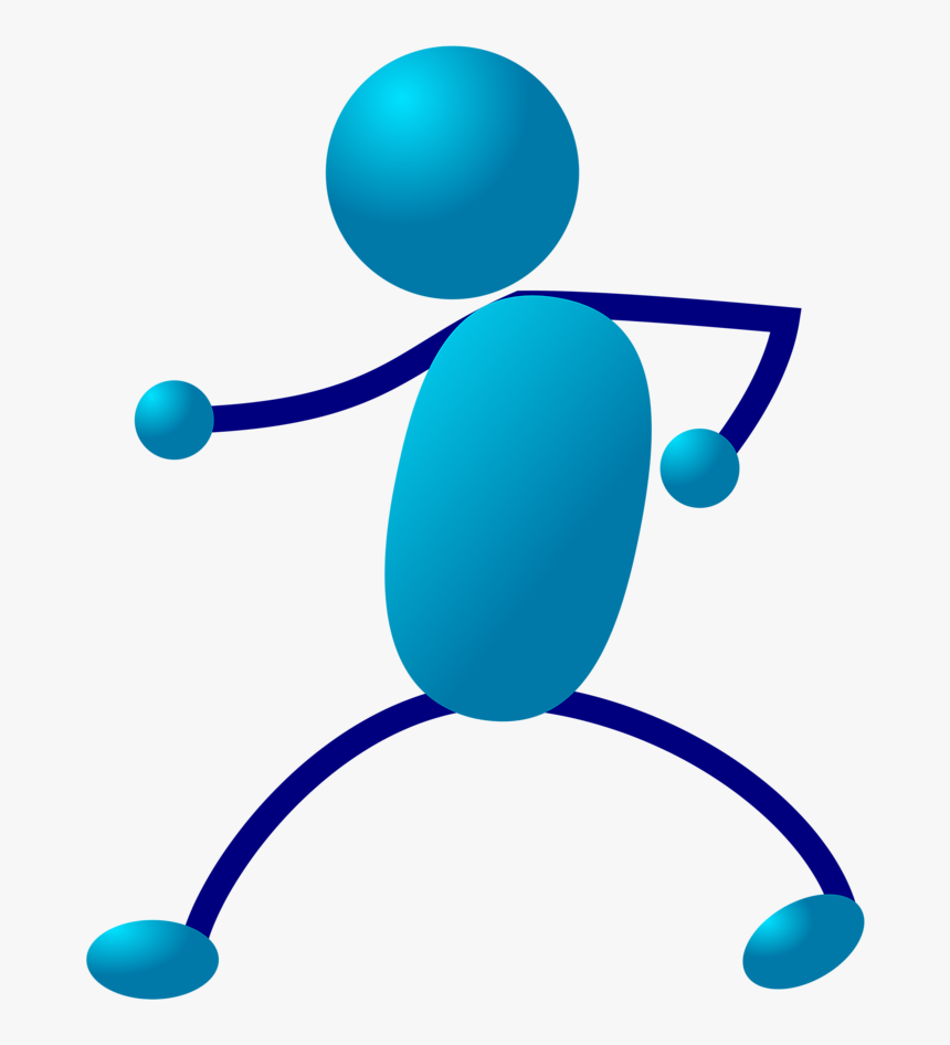 Stick Figure Stickman Walk Karate Man Punch Blue - Blue Stick Man Clip Art, HD Png Download