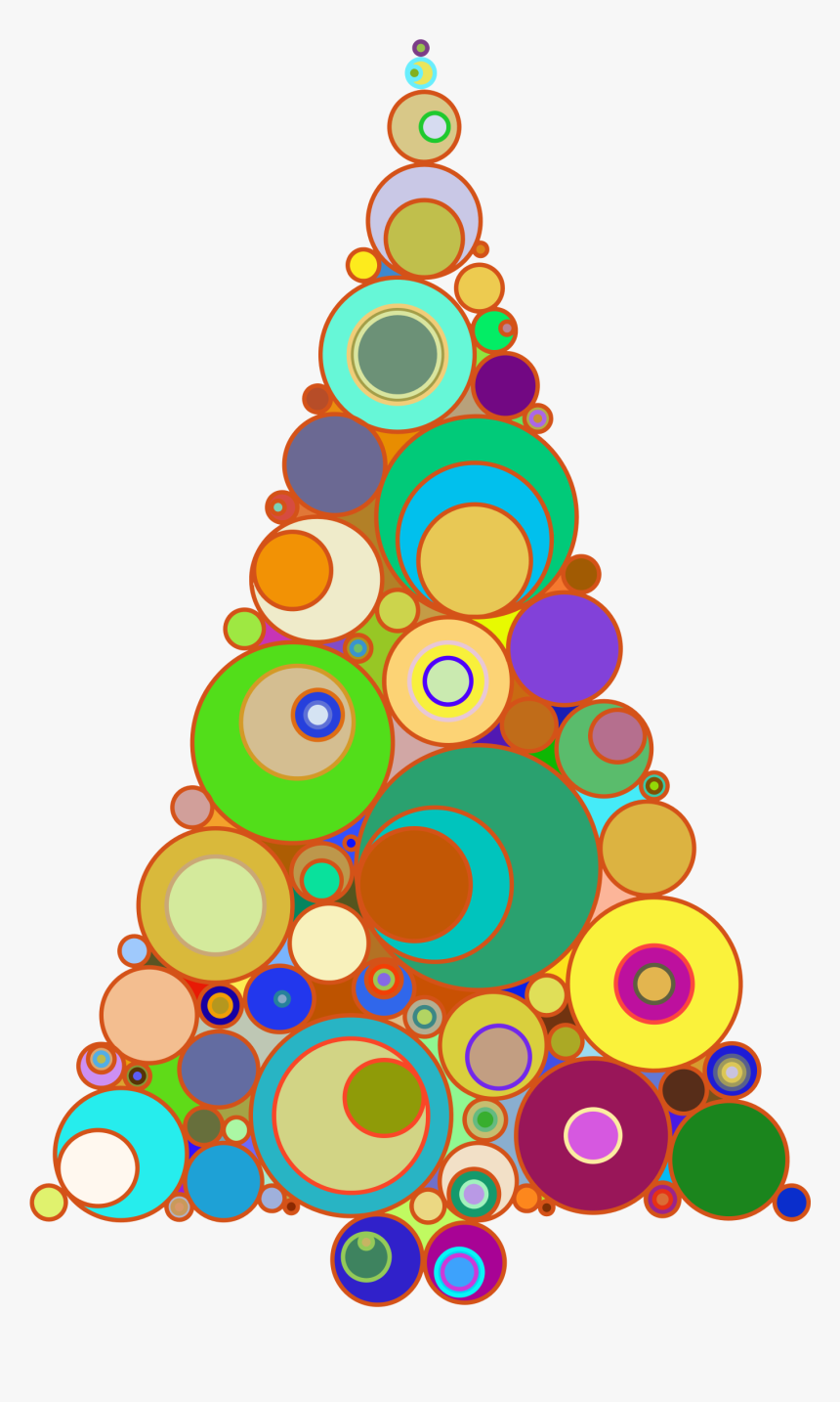 Colorful Abstract Circles Christmas Tree Clip Arts - Circles To A Christmas Tree, HD Png Download