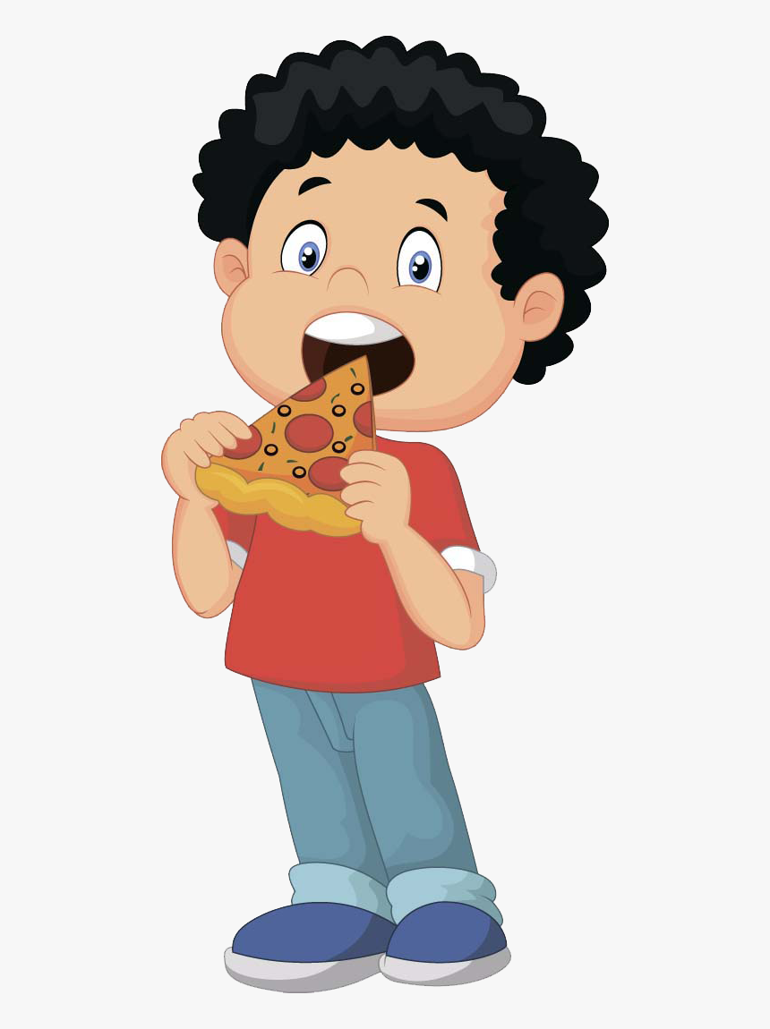 Pizza Delivery Eating Clip Art - Child Eating Pizza Illustration, HD Png Download