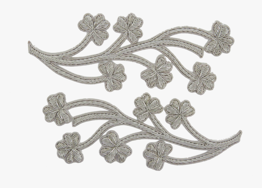 One Pair Of Silver Shamrock Repeat Patterns Gilt - Lace, HD Png Download