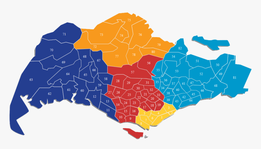 Map Codes Singapore In Mail Post Postal Clipart - Singapore Map According To Postal Code, HD Png Download