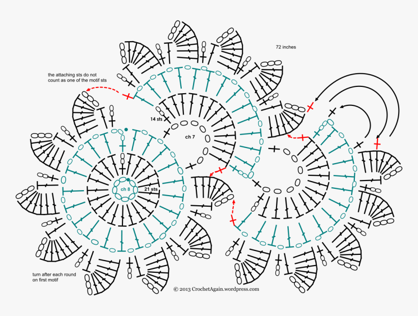Lotus Flower Lace Scarf Diagram - Flower Lace Scarf Patterns, HD Png Download