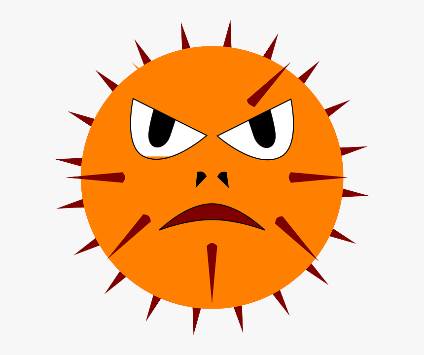 Virus, Cartoon Virus, Orange Spiked Virus With Face, - Virus Clipart, HD Png Download