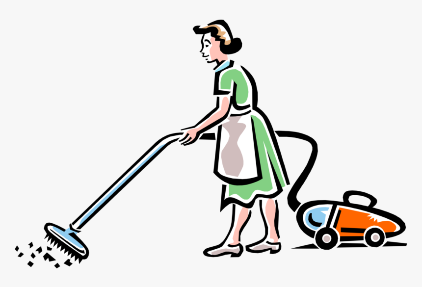 Transparent Janitorial Clipart - Vacuum Cleaner With Lady Clipart, HD Png Download