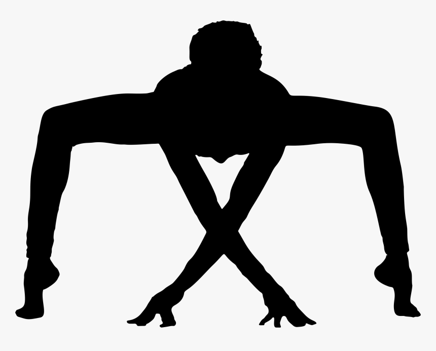 Male Yoga Pose Silhouette 3 Clip Arts - Male On White Silhouette, HD Png Download