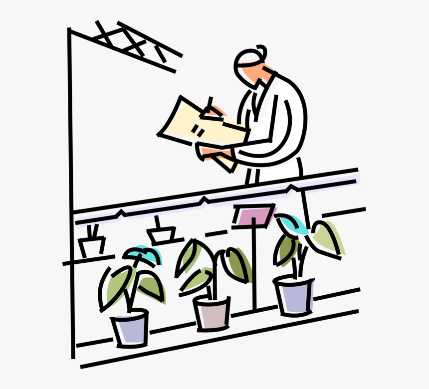 Vector Illustration Of Plant Biologist Studies Plant, HD Png Download