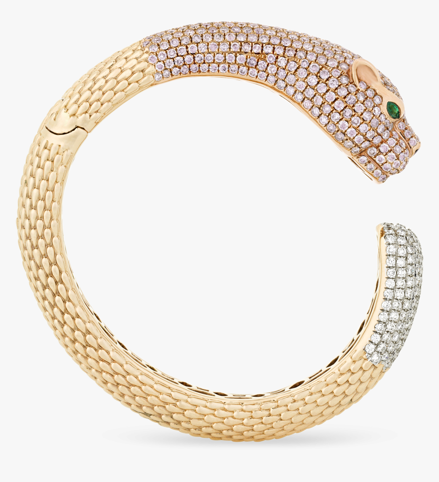 Pink And White Diamond Panther Bangle Bracelet, - Body Jewelry, HD Png Download