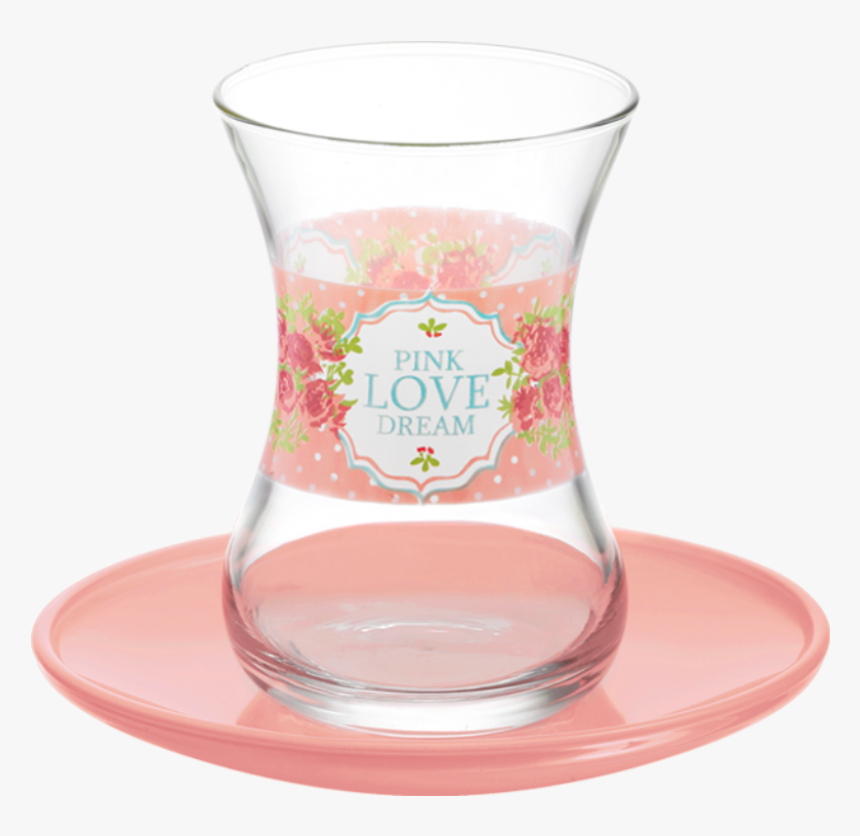 Lav Turkish Tea Glass Set-pink Love Dream Grand Bazaar - Turkish Tea Glass Plate Set Pink, HD Png Download