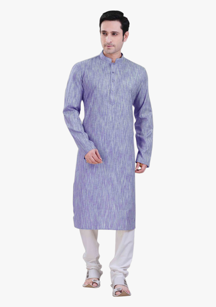 Men S Poly Cotton Blue Kurta With Churidar - Cardigan, HD Png Download