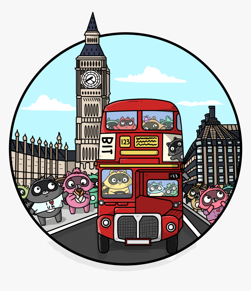 A Drawing Of Bit The Raccoon In London, Featuring A, HD Png Download