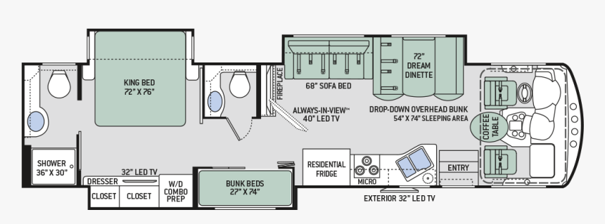Thor Motor Coach Challenger Floor Plan , Png Download - Thor Challenger 37tb Floor Plan, Transparent Png