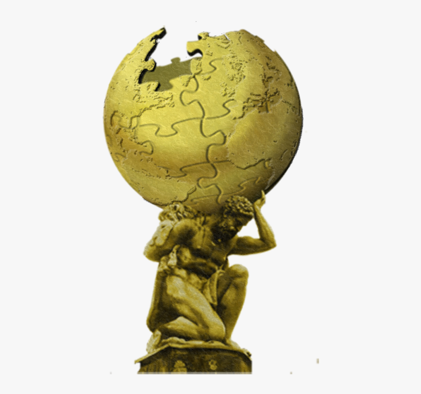 Atlas With Wikified Glob - Statue With The World On His Back, HD Png Download